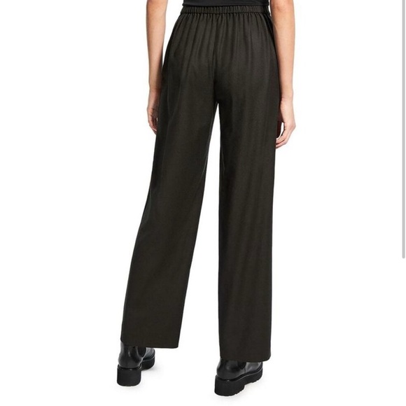 THEORY 100% Virgin Wool Wide Leg Clean St Pull On Sleek Flannel Brown Pants NWT - Picture 2 of 8